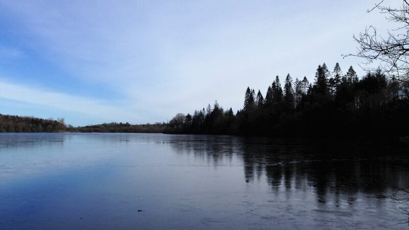 The lake at Annaghmakerrig: sometimes pink, sometimes white, sometimes a shocking, computer-screen blue.