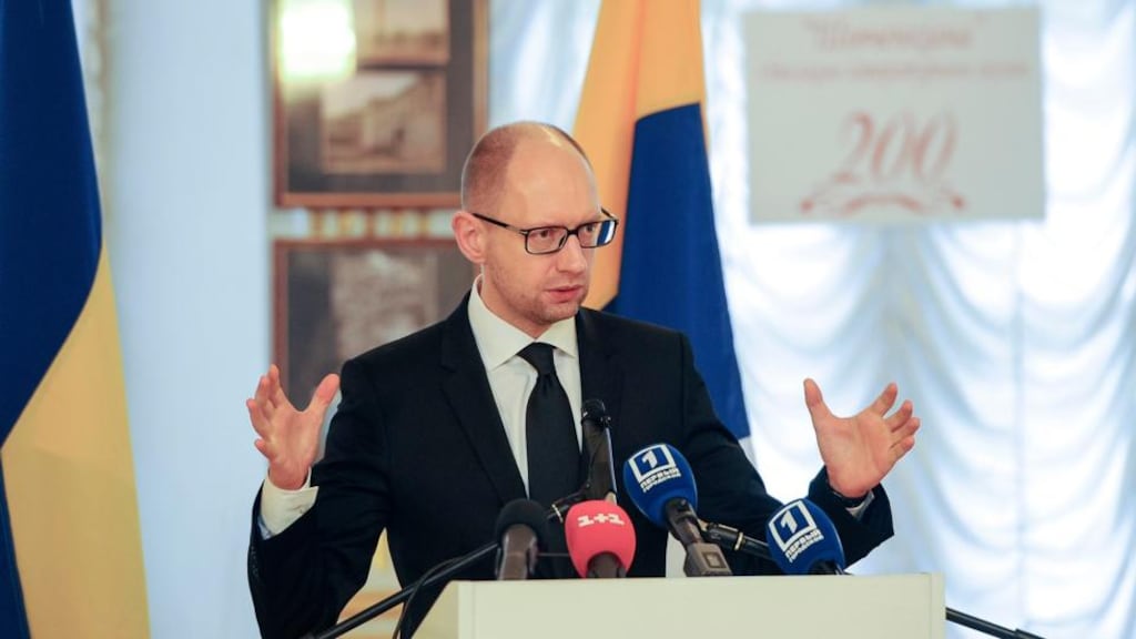 Ukrainian PM Arseny Yatseniuk: blamed police inaction for the high death toll from the blaze. Photograph: Andrew Kravchenko/Reuters