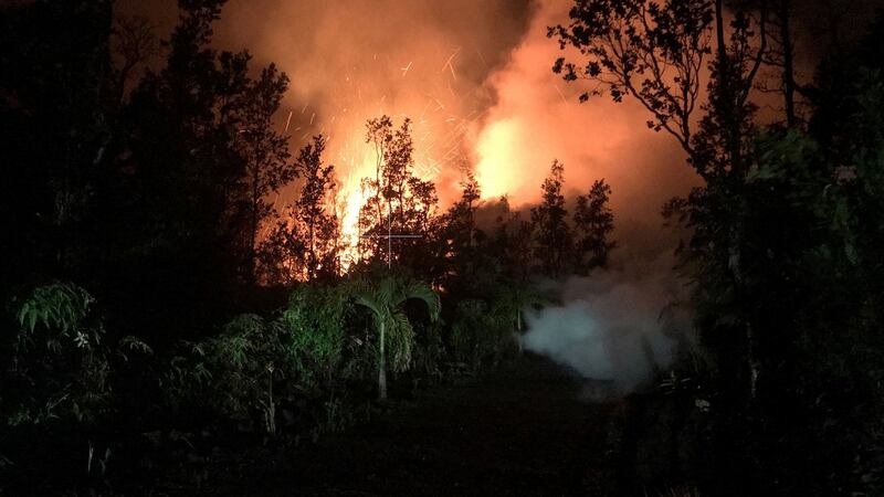 A fissure on Leilani and Kaupili Streets in the Leilani Estates subdivision caused by an eruption of the Kilauea Volcano is shown following a series of earthquakes, in Hawaii. Photograph: USGS/Reuters