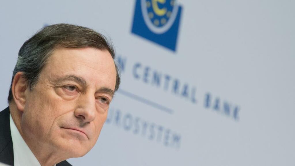 epa04544756 (FILE) A file photo dated 04 December 2014 showing
Mario Draghi, president of the ECB, gave his strongest hint yet on QE.