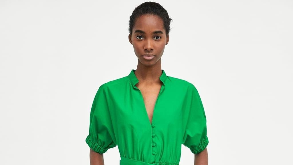 Green dress from Zara: it’s even got pockets