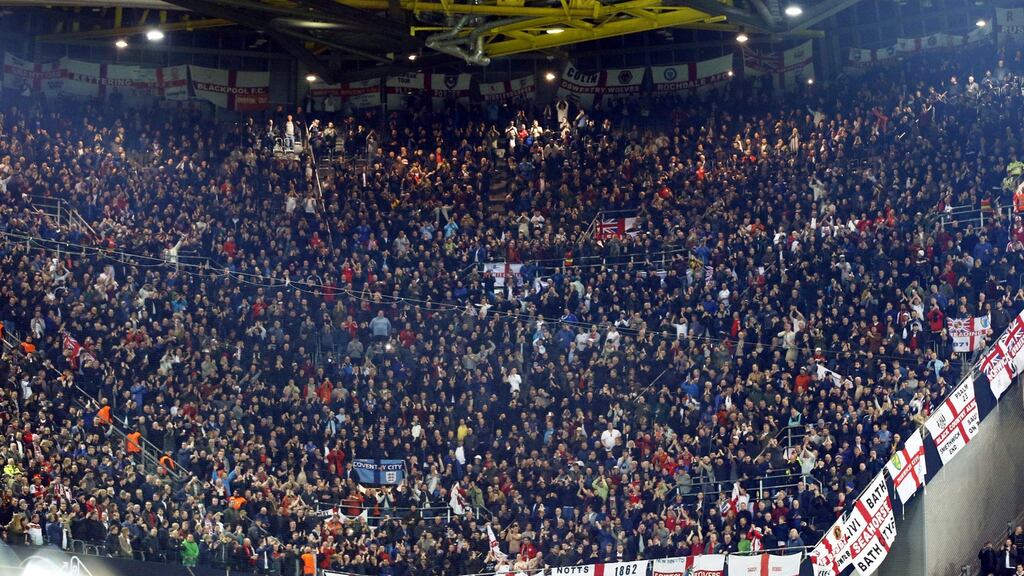 England fans pictured before the international friendly match against Germany in Dortmund. Photograph: Friedemann Vogel/EPA