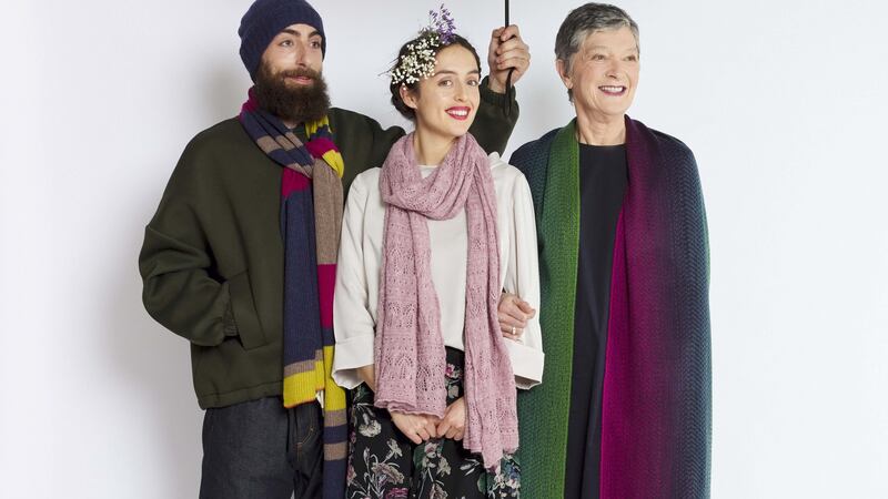 Spirit 100 per cent wool scarf €79; Olympia 100 per cent alpaca scarf €89; and Cosmo 100 per cent wool wove scarf €95.