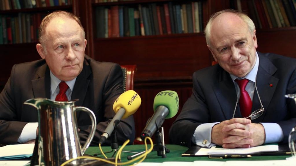 File photograph of Ian Elliott (left) outgoing chief executive of the National Board for the Safeguarding of Children in the Catholic Church with board chairman John Morgan in 2010. Photograph Brenda Fitzsimons/The Irish Times
