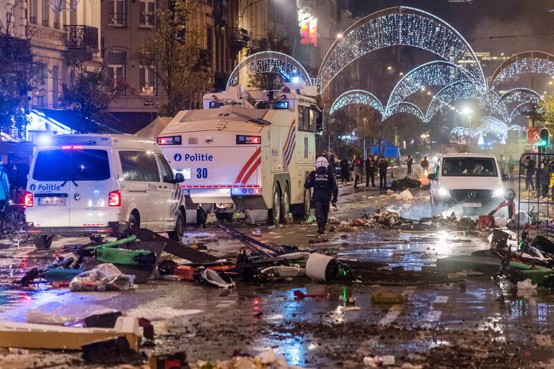 It was not immediately clear how many people were detained during the disturbances. Photograph: Geert Vanden Wijngaert/AP