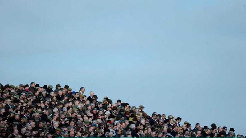 Punters in the packed stand at Cheltenham yesterday. Photograph: Alan Crowhurst/Getty Images