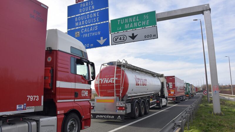 Trucks en route to Calais: There are fears that supply chains will be disrupted.
