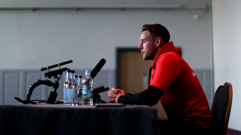 Wales’ Chris Gunter speaks to the media ahead of his side’s clash with Ireland on Friday. Photo: David Davies/PA