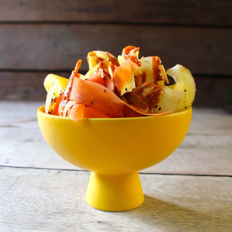 Carrots with black sesame and satay