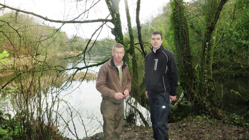 Des Chew (IFI) left, and Cllr Duncan Smith at Usher’s Lake, Swords, Co Dublin