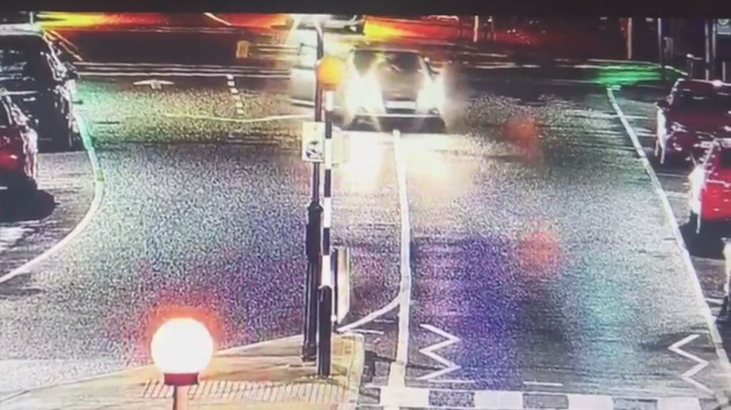 CCTV from the incident in Castleblayney where a vehicle collided with a parked car causing the death of Stephen Marron. Image: Newsfile