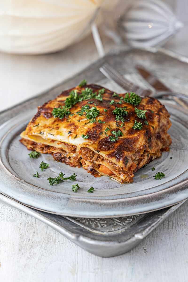 Vegan lasagne. Photograph: Harry Weir Photography