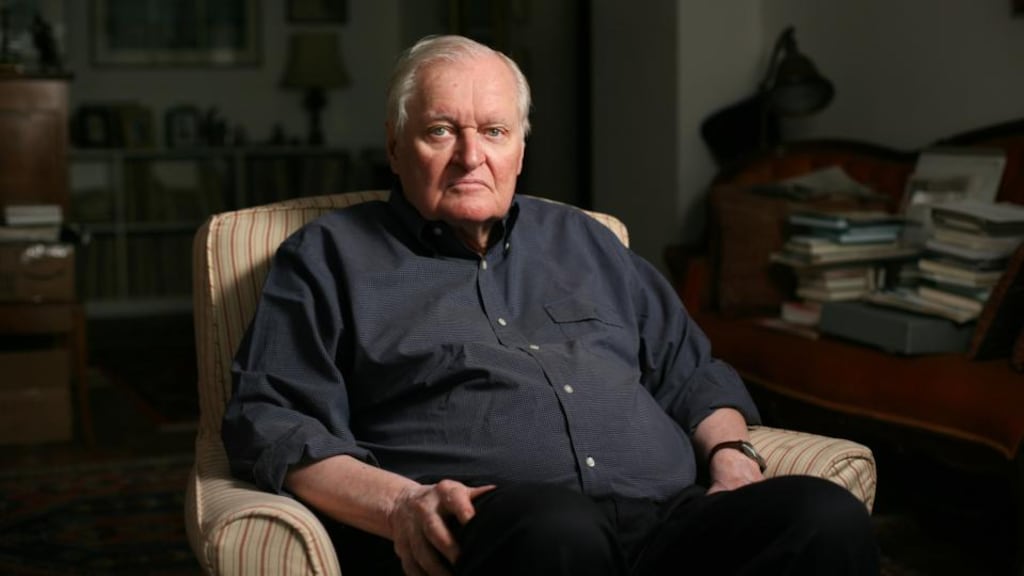 John Ashbery at his home in New York in  September 2008. His 1975 collection, Self-Portrait in a Convex Mirror, was the rare winner of the book world’s unofficial triple crown: the Pulitzer Prize, the National Book Award and the National Book Critics Circle prize. Photograph: Michale Nagle/The New York Times