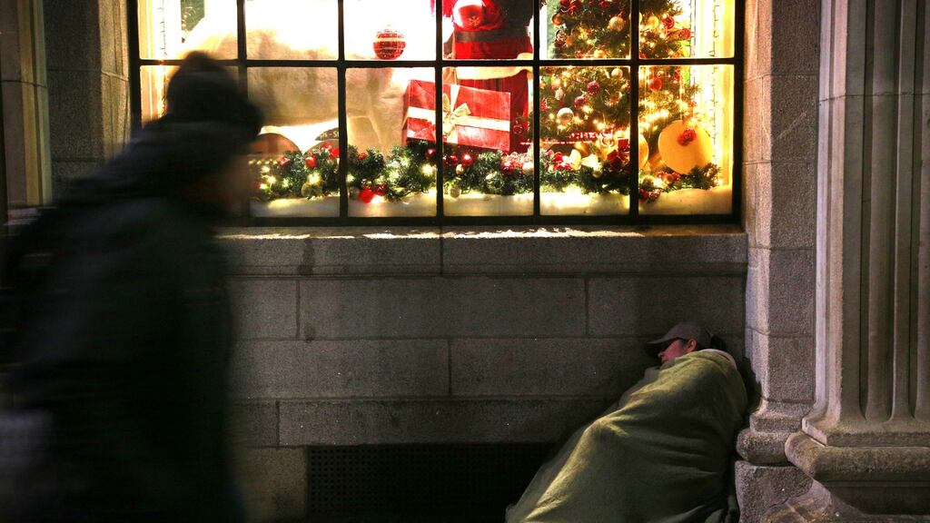 A rough sleeper outside the GPO in Dublin City Centre. Photograph: Nick Bradshaw