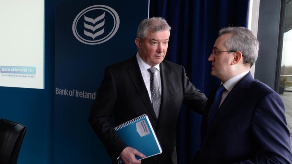 Bank of Ireland CEO Richie Bouche and Andrew Keating, group chief financial officer. Photograph: Dara Mac Dónaill/The Irish Times