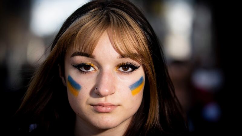 Protest against the Russian war in Ukraine. Alannah Wilkinson from Dublin.Photo: Tom Honan