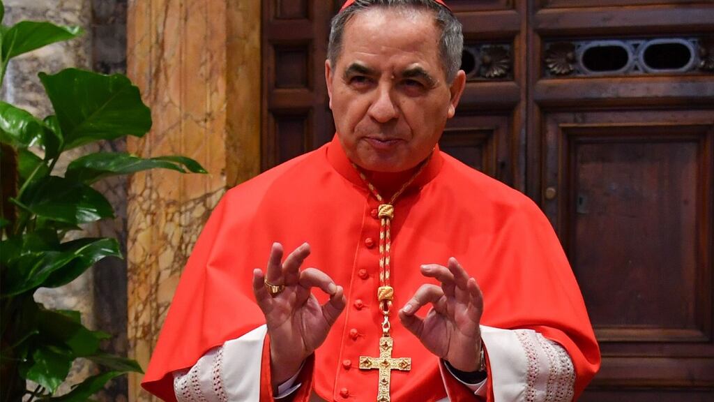 Cardinal Angelo Becciu: Charged with five counts of embezzlement, two of abuse of office, and one count of inducing a witness to perjury. He denies wrongdoing. Photograph: Andreas Solaro/AFP via Getty Images