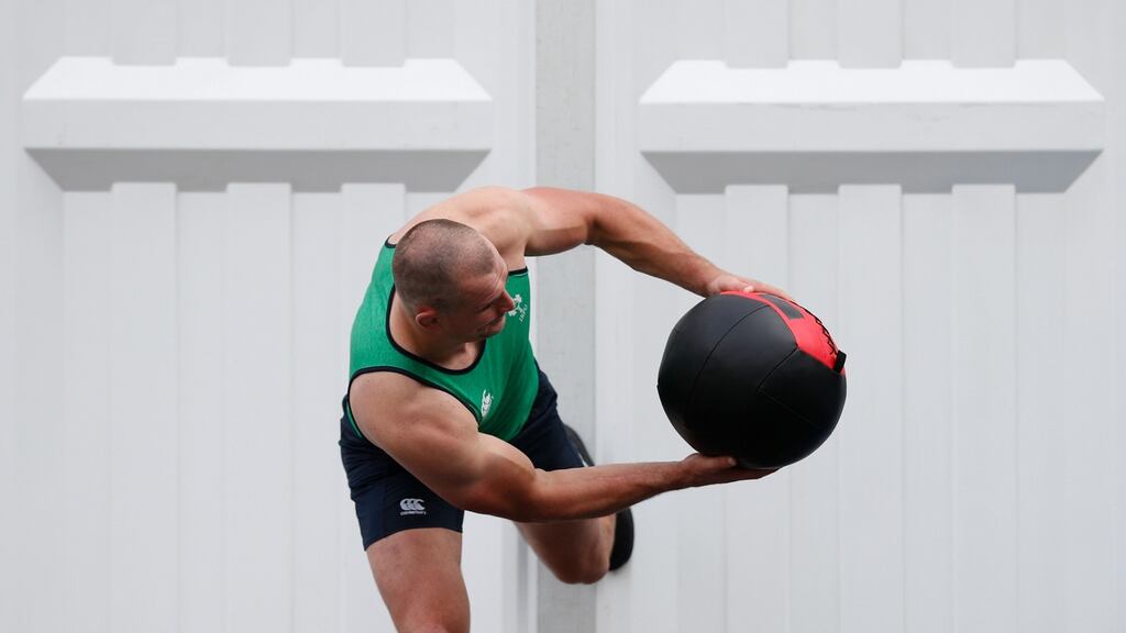 Ireland’s flanker Rhys Ruddock takes part in a training session at the Rugby World Cup. Photo: Adrian Dennis/Getty Images