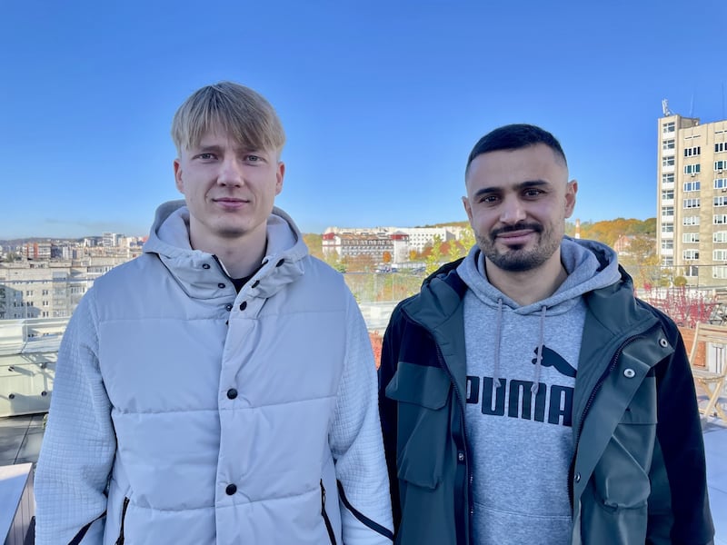 Ukrainian soldiers Ruslan Zarianych and Serhiy Taraniuk are recovering at the Unbroken rehabilitation centre in Lviv, western Ukraine, after surviving 2.5 years of imprisonment and torture in Russian jails following their capture during the battle for the port of Mariupol. Photograph: Daniel McLaughlin