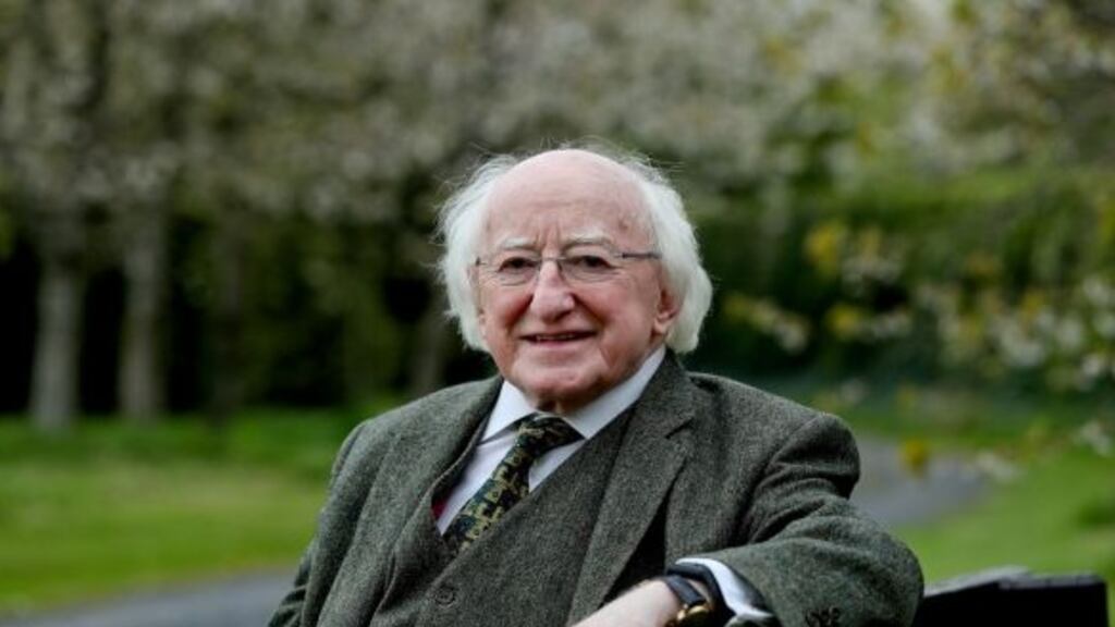 President Michael D Higgins in the grounds of Áras an Uachtaráin. Photograph: Tony Maxwell