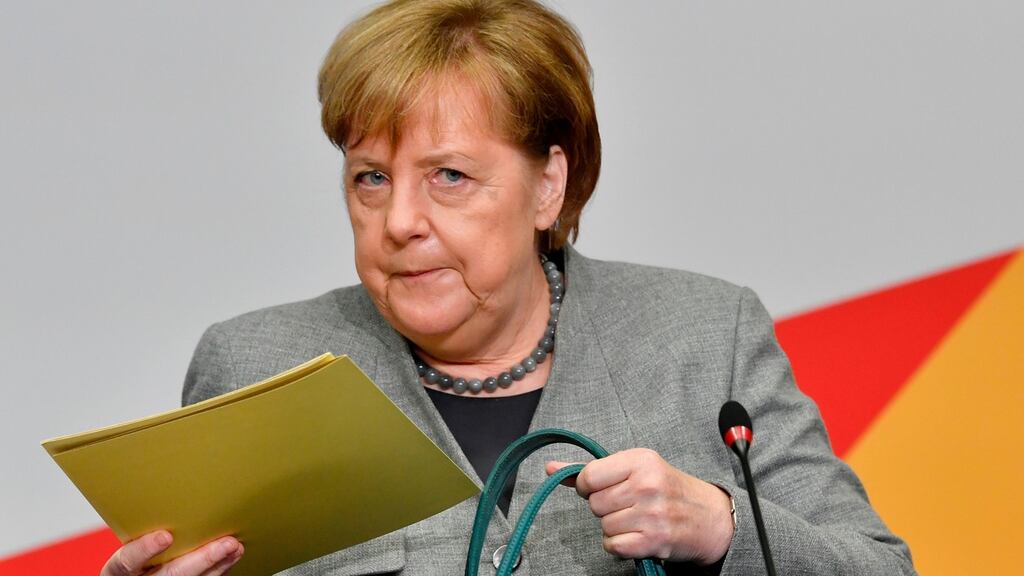 The alarming numbers – and language – have challenged the verbal discipline Chancellor Angela Merkel imposed on her own backbenchers and German business managers in 2016. Photograph: John MacDougall/AFP/Getty Images