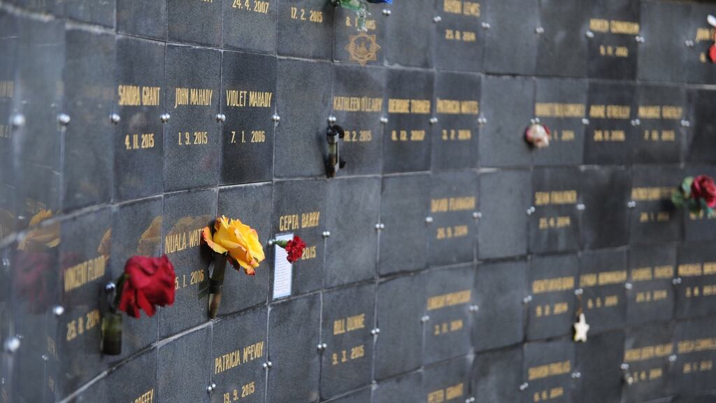 A Columbarium wall for cremated remains at Mount Jerome Cemetery in Dublin. Photograph: Aidan Crawley