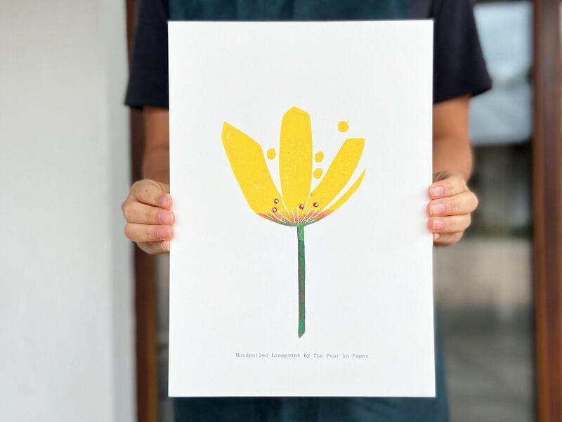 Marsh saxifrage linocut print, €35, The Pear in Paper