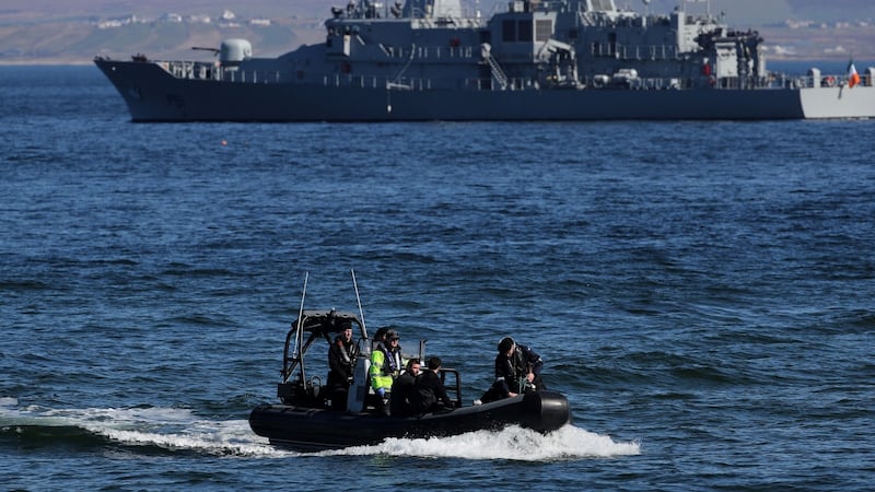 The body of Captain Mark Duffy is brought ashore at Blacksod Co Mayo after his body was recovered. Photograph: PA