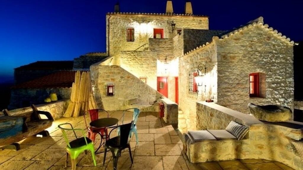 Located near the southernmost tip of mainland Greece, this stone-cut property is currently a boutique hotel