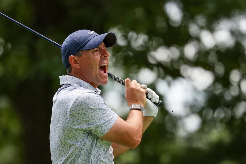 Rory McIlroy made the first hole-in-one of his PGA Tour career on the 214-yard, par-3 eighth hole. Photograph: Patrick Smith/Getty Images