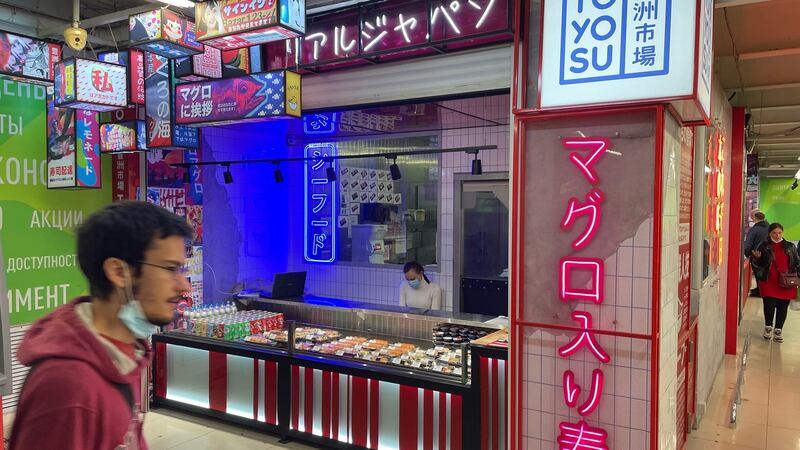 A sushi bar in a supermarket in Vladivostok, on Russia’s Pacific coast, where Japan’s proximity is felt strongly. Photograph: Daniel McLaughlin