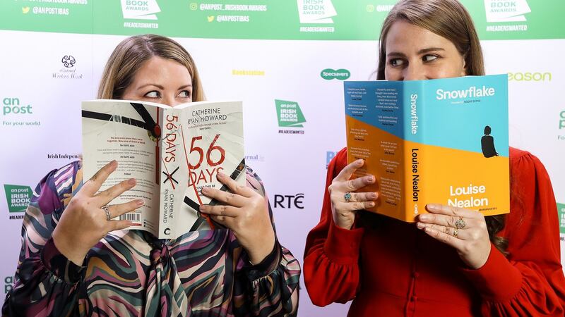 Crime Fiction Book of the Year winner Catherine Ryan Howard with Newcomer of the Year winner Louise Nealon Photograph: Lorraine O’Sullivan/Patrick Bolger Photography
