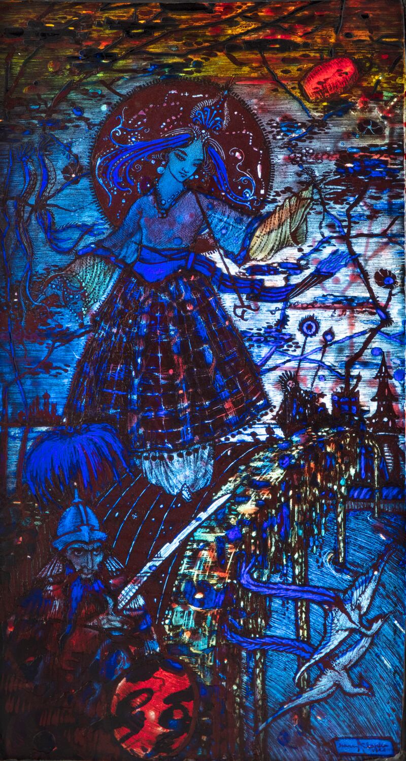 Harry Clarke’s stained glass panel Bluebeard’s Last Wife set a new auction world record when it sold for €206,250 through Adam’s