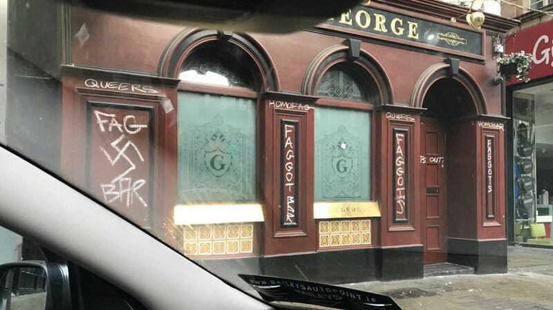 The graffiti was photographed by Gary Shaw who posted it on Twitter this morning. Photograph: Gary Shaw/@shawlerstyle