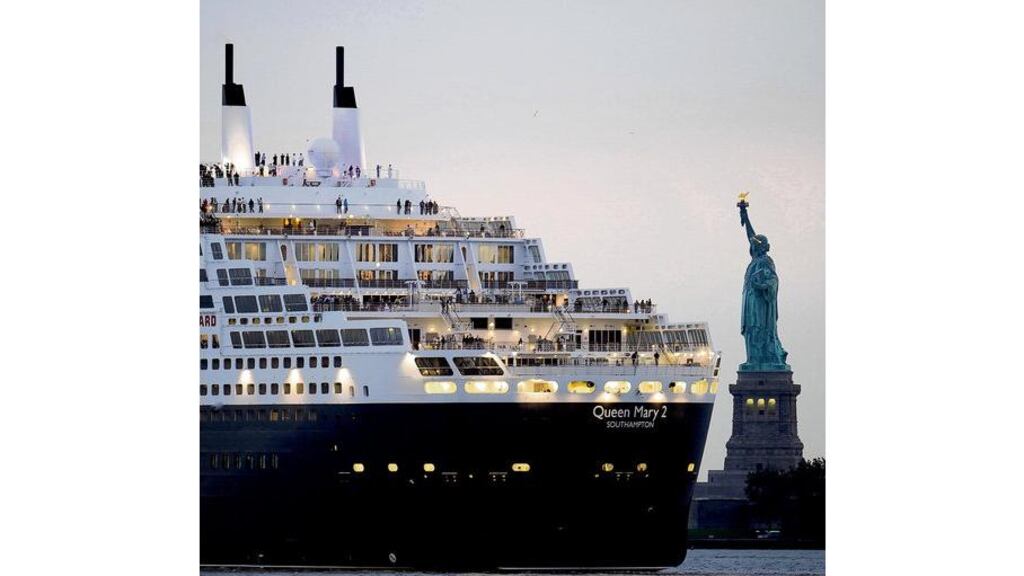 Sailing by: Cunard's QM2 in New York.