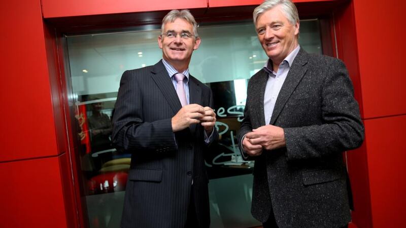 Gary Ryan, retail director, Energia and Pat Kenny. Newstalk has announced that Energia is to sponsor the Pat Kenny Show, which starts next Monday on Newstalk. Photograph: Jason Clarke Photography