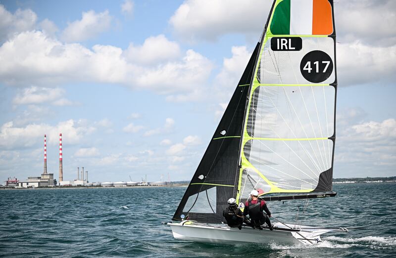 Pictured at an event to mark the renewal of Flogas Ireland’s official partnership with Team Ireland are Irish Times journalist Muireann Duffy and Irish Olympic sailor Robert Dickson at Irish Sailing Performance HQ in Dún Laoghaire, Dublin. Photograph: Seb Daly/ Sports File