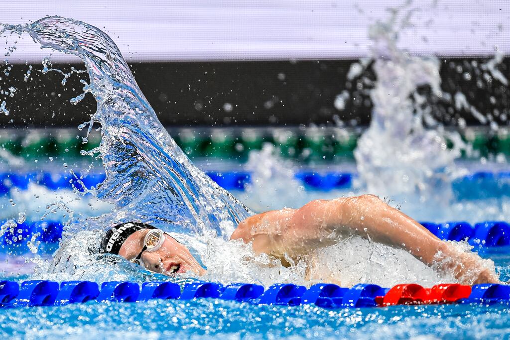 Ireland’s Daniel Wiffen during Tuesday's 800m Freestyle final at the World Swimming Championships in Budapest. Photograph: Andrea Staccioli/Inpho
