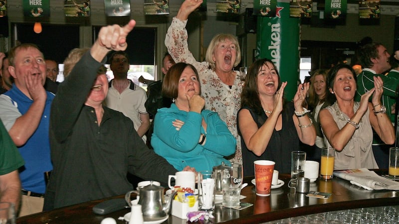 Kielys faithful cheer on the team in Donnybrook, Dublin. Photograph: Eric Luke