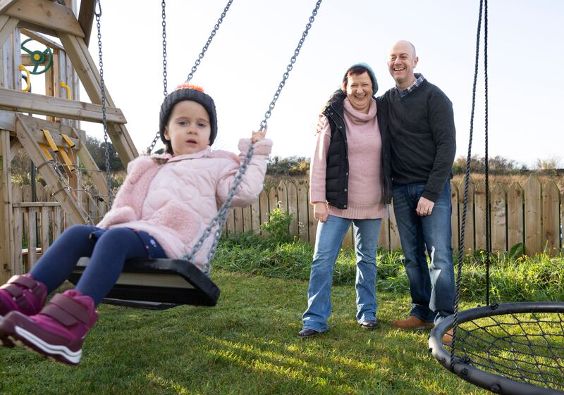 Sharon McClean with her husband, Gregor, and her daughter Zoe at home in Creeslough, Co. Donegal. Photograph: Joe Dunne