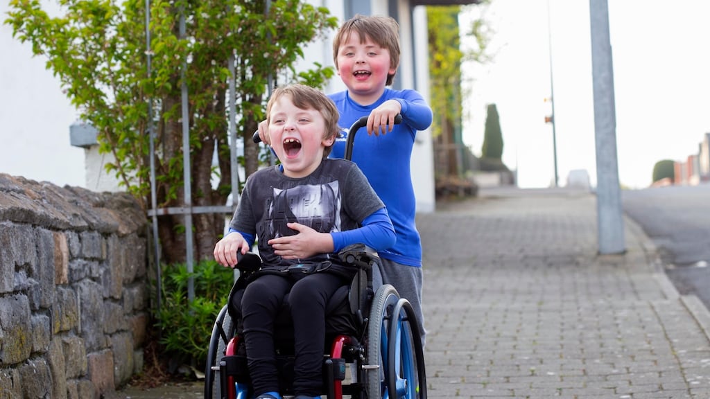 Callum Woods and his twin brother, Shea, in Gurteen, Co. Sligo. Photograph: Brian Farrell