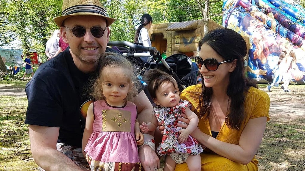 Brendan Phelan with his children Talia and Alana and wife Sabina Bonnici.