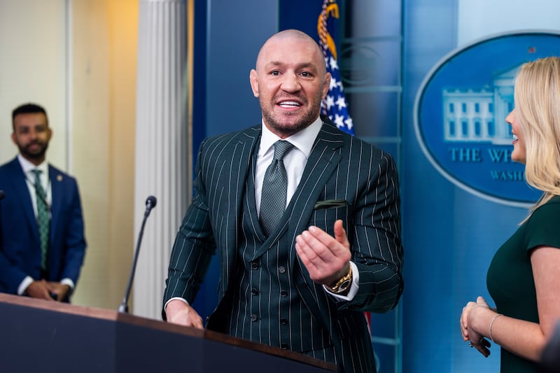 Conor McGregor speaking at the White House on St Patrick's Day this year. Photograph: Jim Lo Scalzo/EPA/Bloomberg via Getty Images