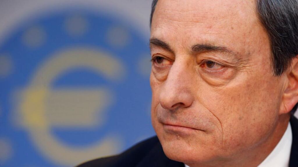Mario Draghi, president of the European Central Bank (ECB), pauses during a news conference at the bank’s headquarters in Frankfurt last month. Photograph: Ralph Orlowski/Bloomberg