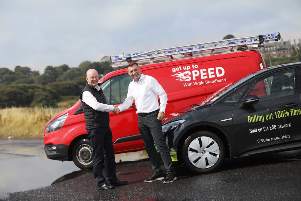 Virgin Media Ireland chief executive Tony Hanway with Siro chief executive John Keaney. Photograph: Julien Behal