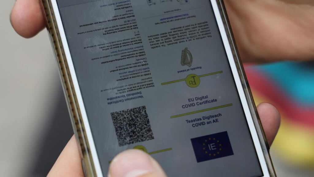 Minister for Health told the Dáil in July when passing the Bill underpinning the cert that ‘the entire EU Digital Covid Certificate is based on vaccination status’.  Photograph: Nick Bradshaw