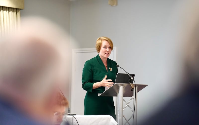 Kara Owen speaking to the British-Irish parliamentary assembly in Surrey recently