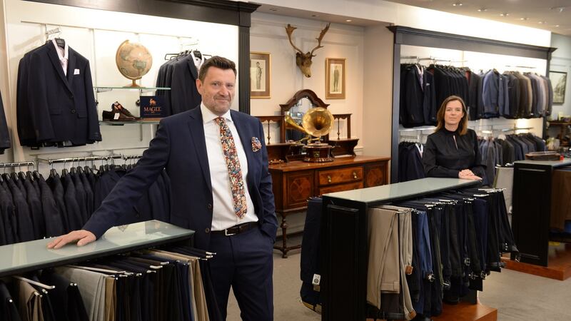 Leslie and Maud Keenaghan prepare to reopen Galvin Tullamore on William St Tullamore. Photograph: Dara Mac Dónaill