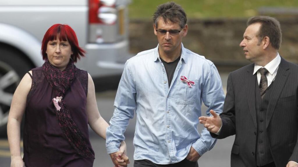 Coral and Paul Jones the parents of April Jones arrive at Mold Crown Court where Mark Bridger is charged with abducting and murdering April, and of unlawfully disposing of and concealing her body with intent to pervert the course of justice. Photograph: Peter Byrne/PA Wire