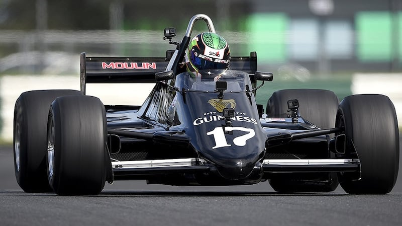 Nicole Drought at the wheel of the iconic Guinness March 811 Formula 1 car at Mondello Park. Photograph: Michael Chester